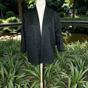 Black Open Drape Kimono Yukata Jacket